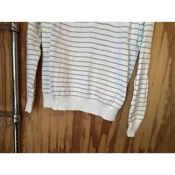 Amazon Essentials Mens Long Sleeve 100% Cotton V-Neck Sweater Size S White/Gray - Picture 2 of 6